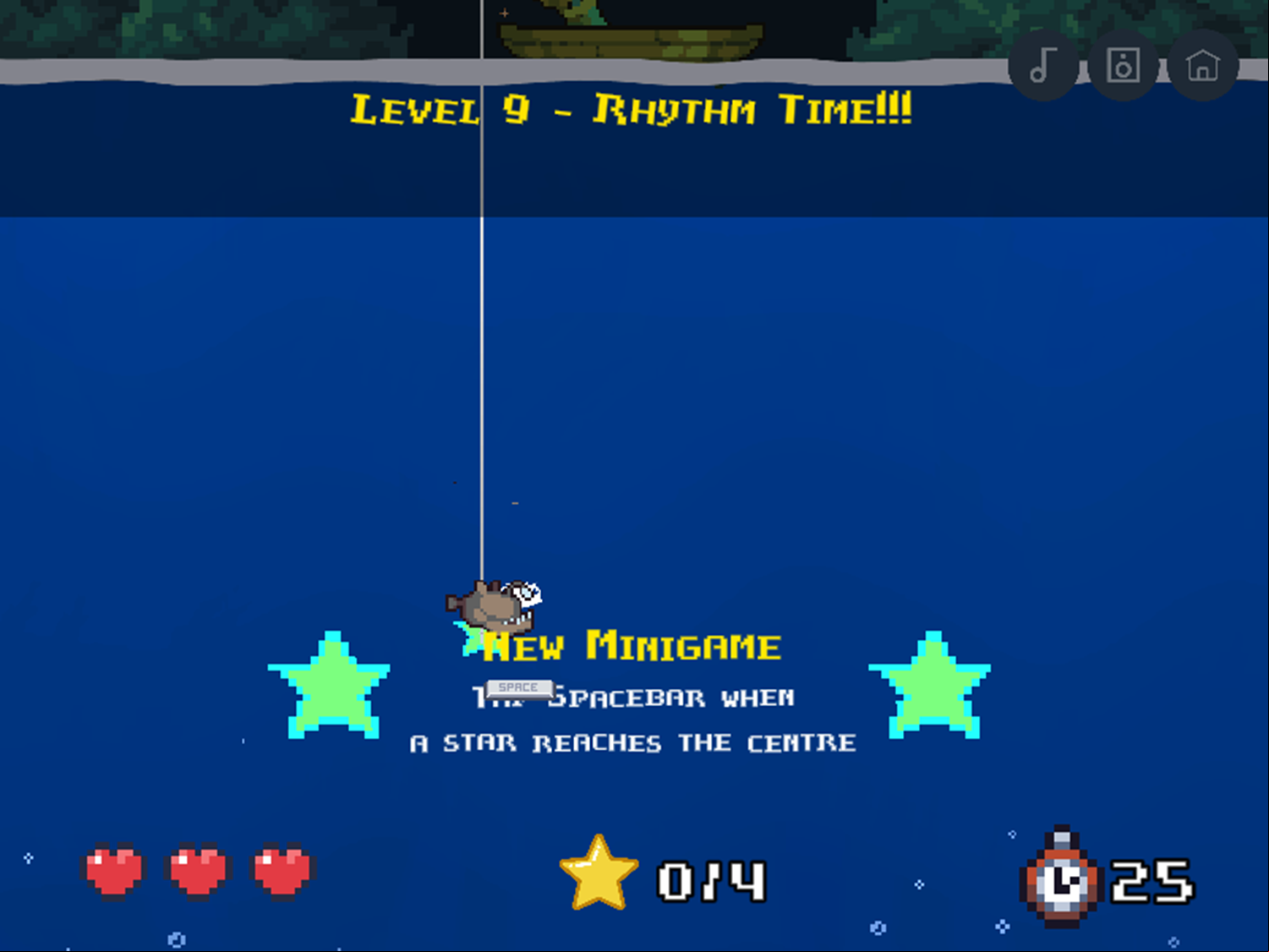 Bait Snatcher Game Welcome Screen Screenshot.