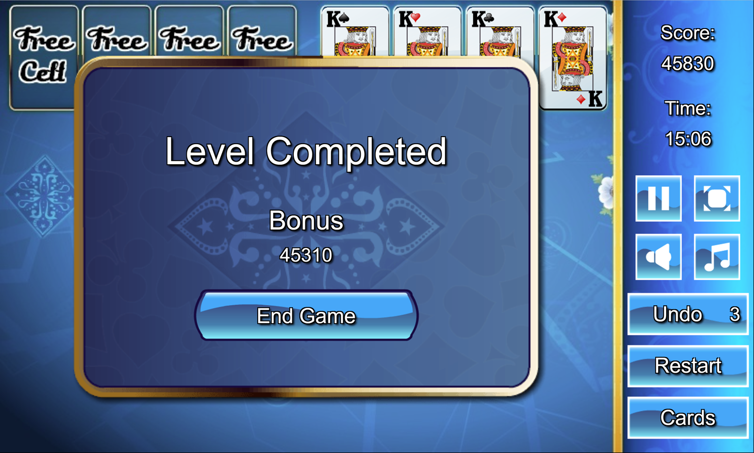 Baker Cell Game Level Completed Screen Screenshot.