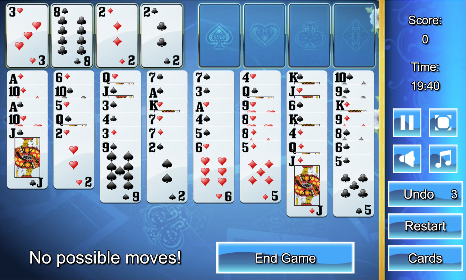 Baker Cell Game No Possible Moves Screenshot.