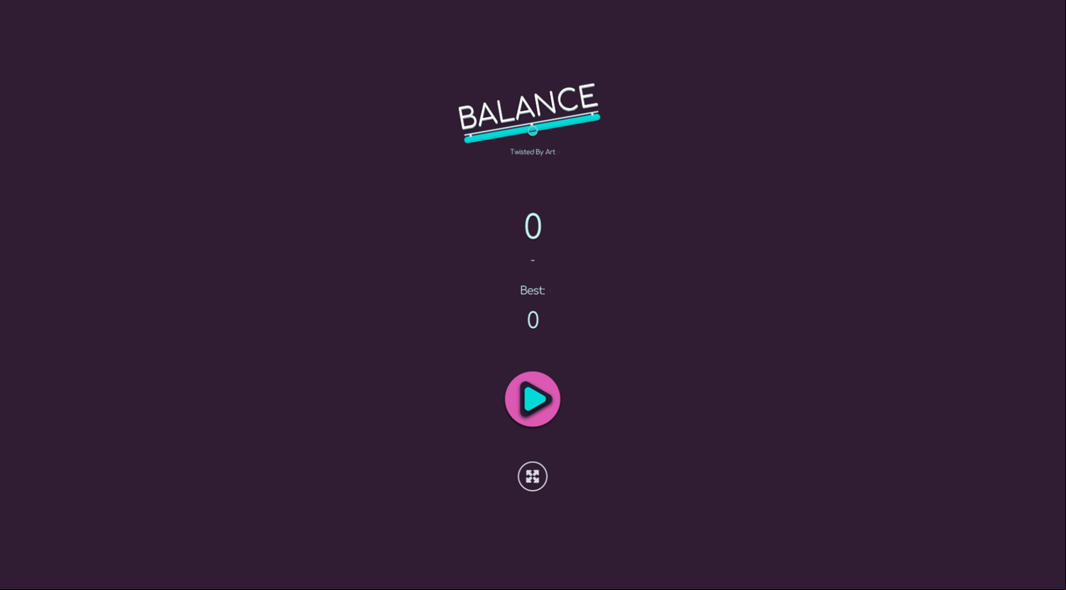 Balance Game Welcome Screen Screenshot.