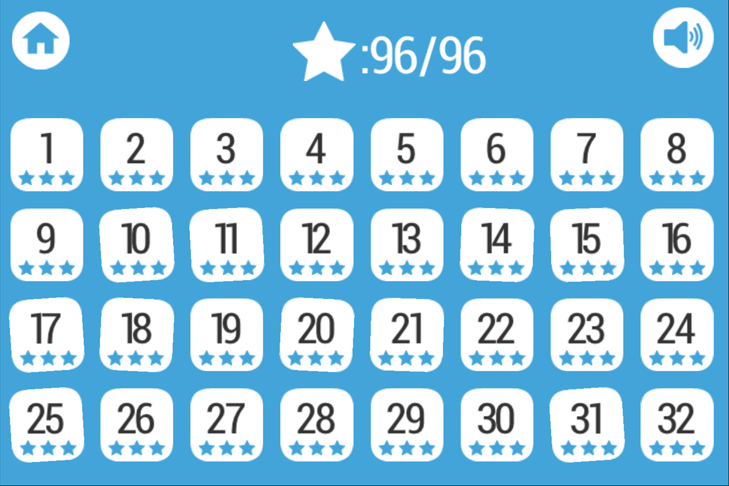 Ball In The Hole Game Level Select Screen Screenshot.