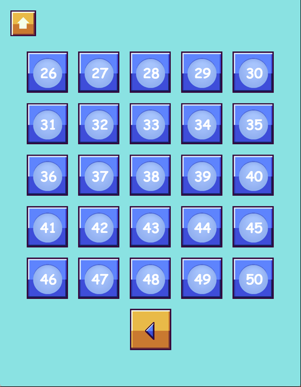 Ball Toss Puzzle Game Second Level Select Screen Screenshot.