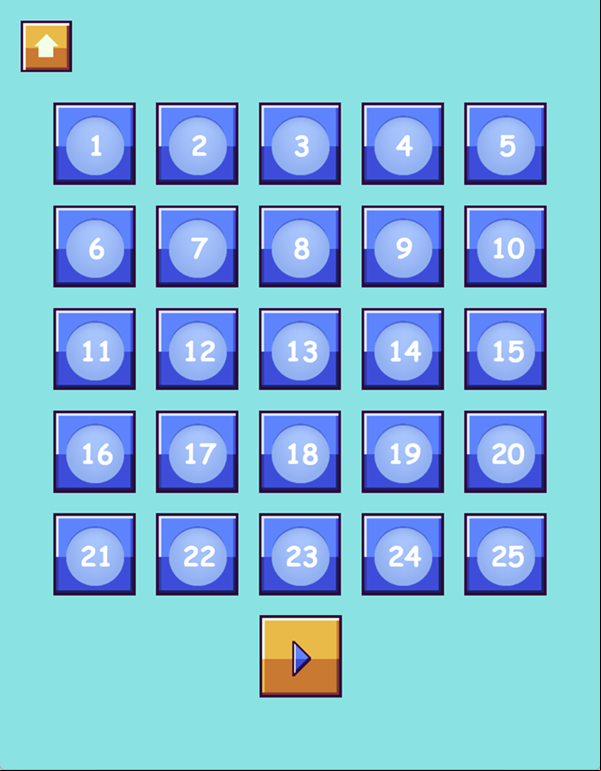 Ball Toss Puzzle Game Level Select Screen Screenshot.