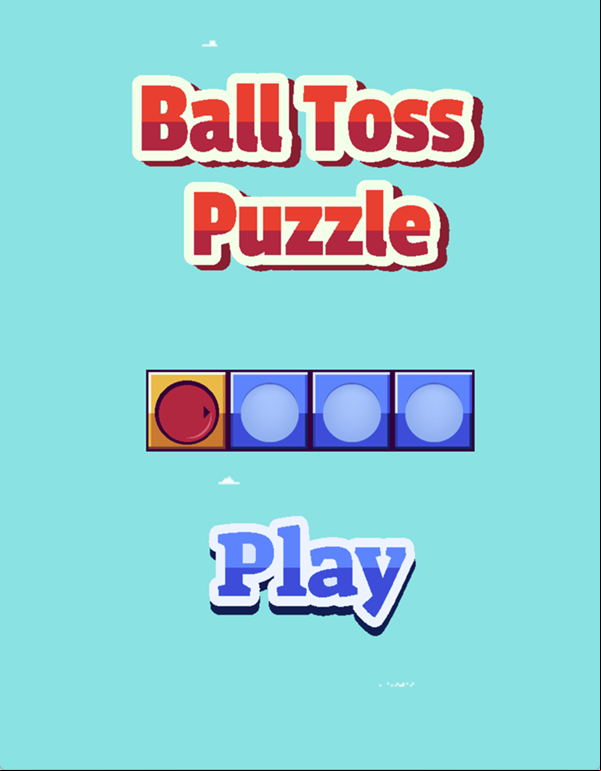 Ball Toss Puzzle Game Welcome Screen Screenshot.