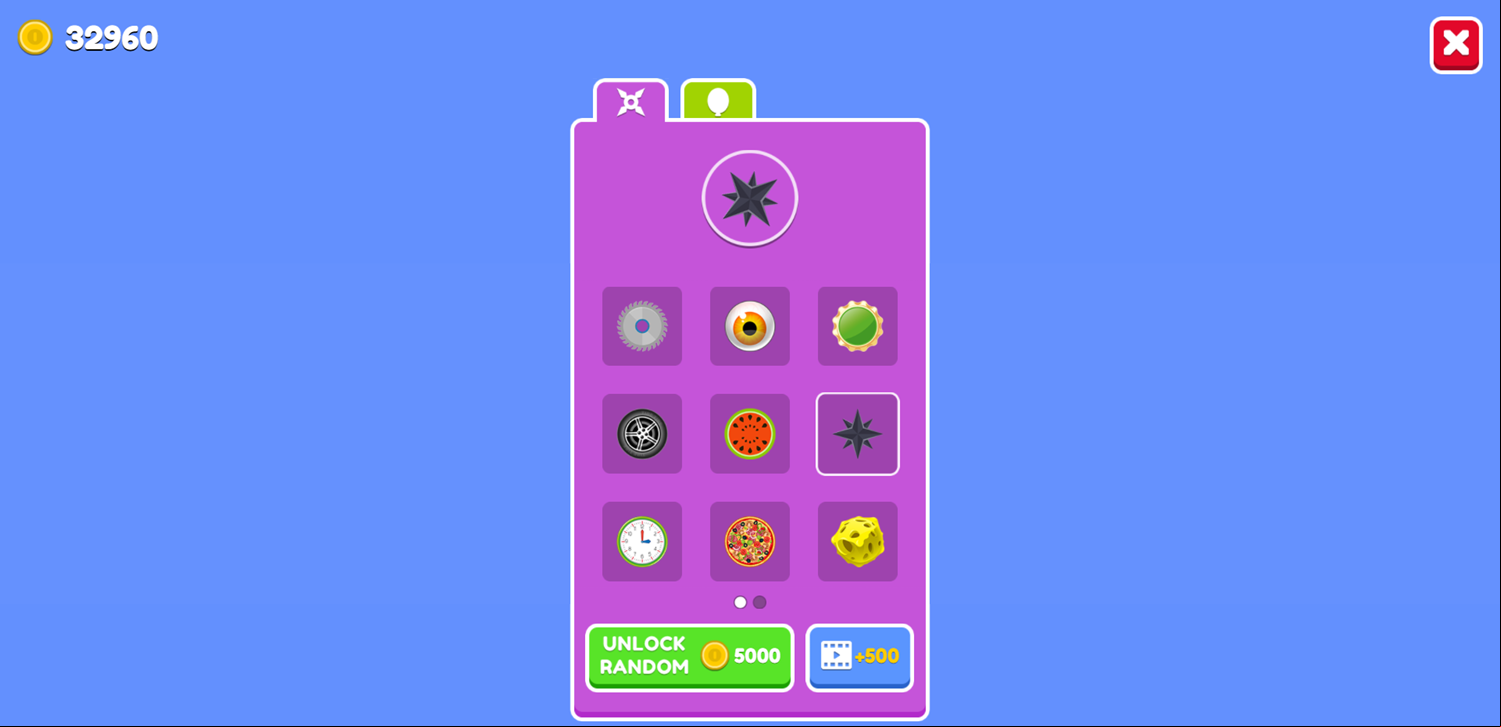 Balloon Slicer Game All Blades Unlocked Screen Screenshot.