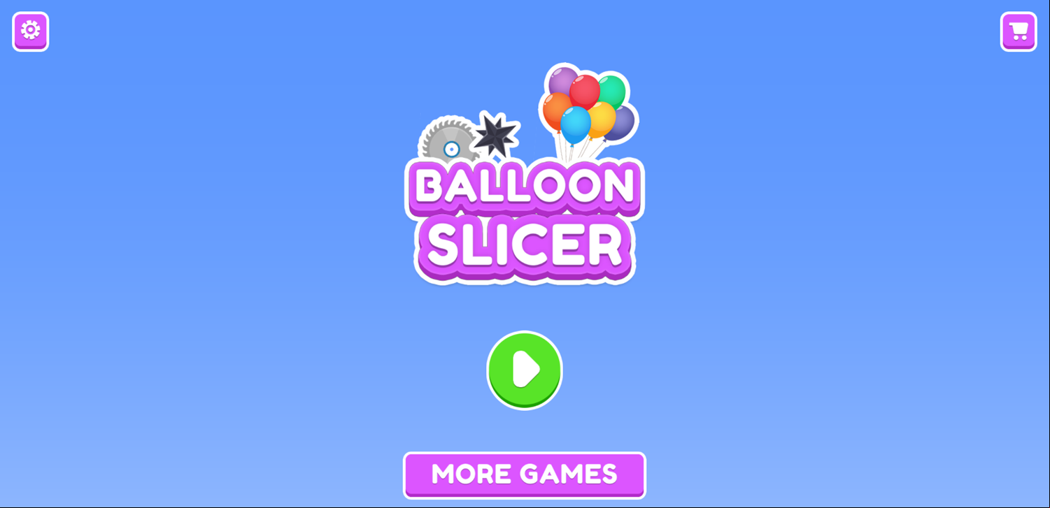 Balloon Slicer Game Welcome Screen Screenshot.
