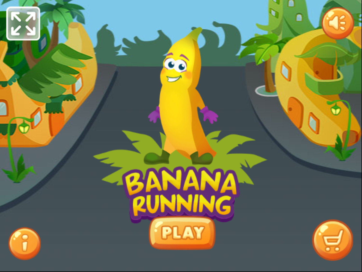 Banana Running Game Welcome Screen Screenshot.