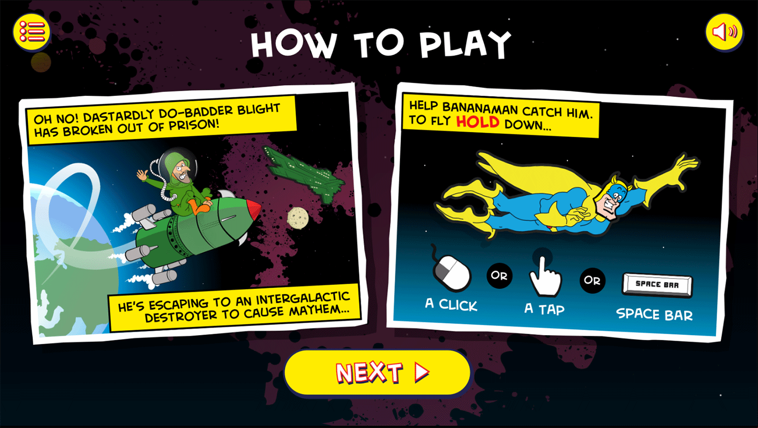 Bananaman Chase in Space Game How To Play Screenshot.