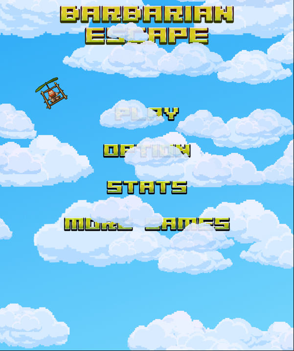 Barbarian Escape Game Menu Screenshot.