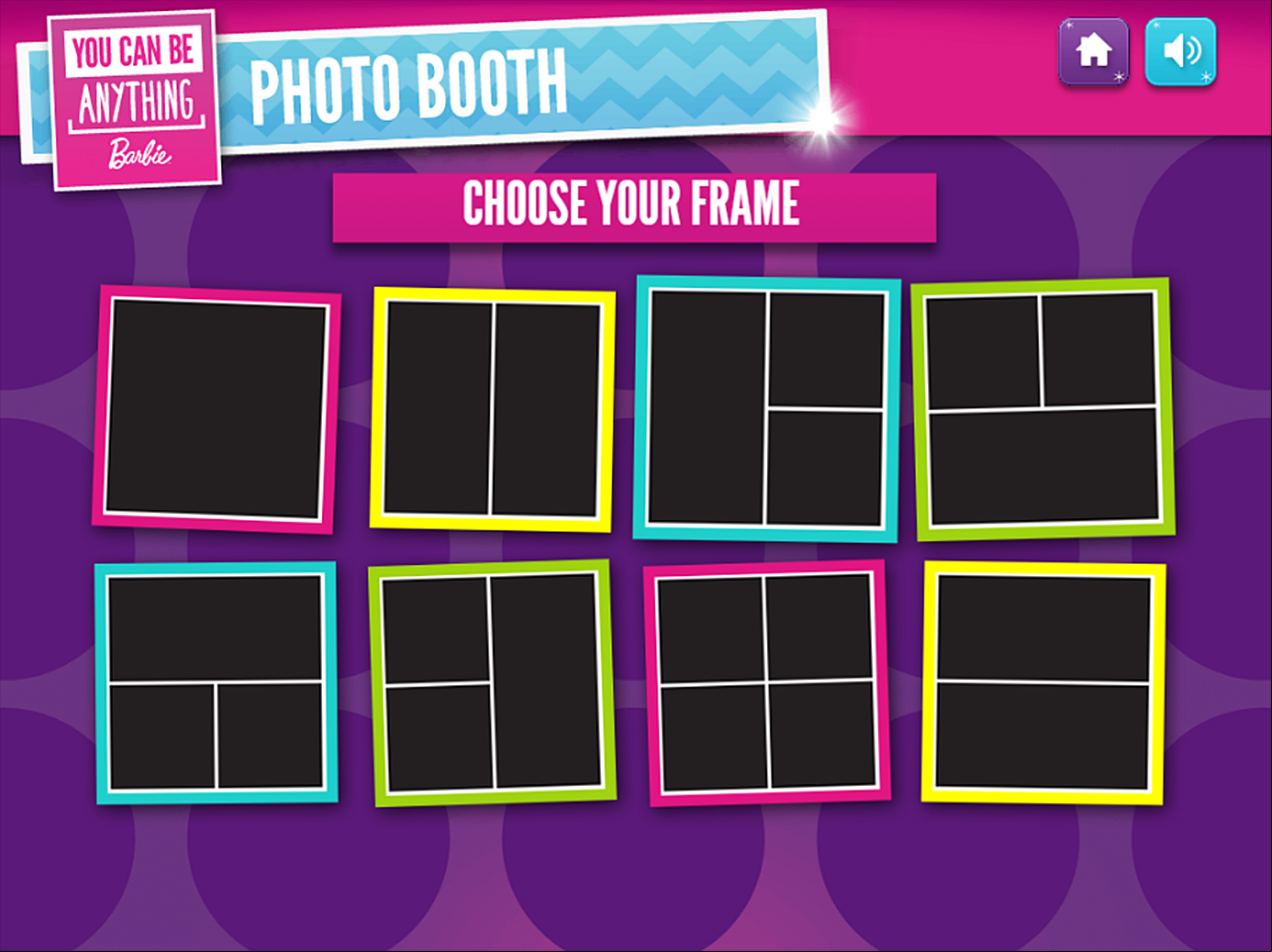 Barbie Photo Booth Game Choose Frame Screenshot.