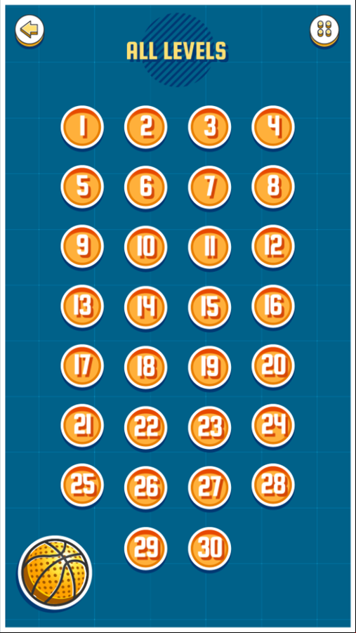 Basket Ball Game Level Select Screen Screenshot.