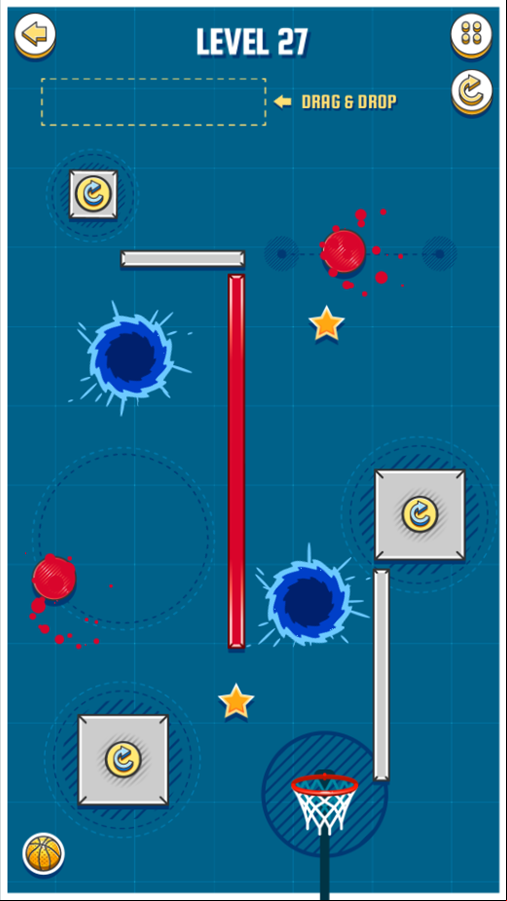 Basket Ball Game Level With a Red Bar Screenshot.