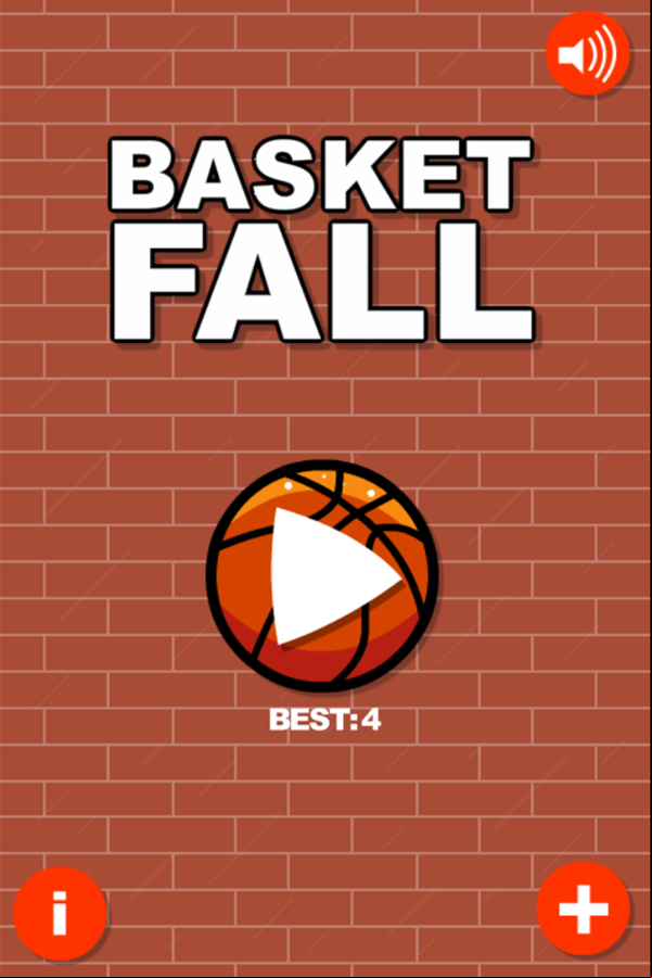 Basket Fall Game Welcome Screen Screenshot.
