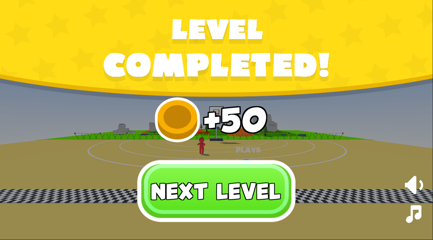 Basket Shoot Game Level Completed Screenshot.