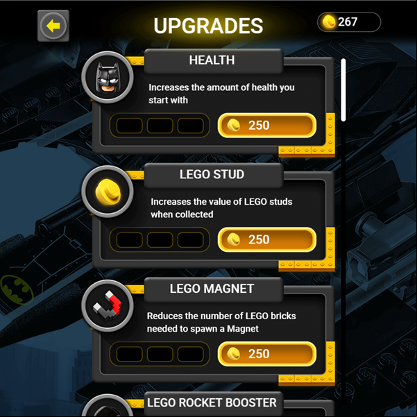 Batman Gotham City Speed Upgrades Screenshot.
