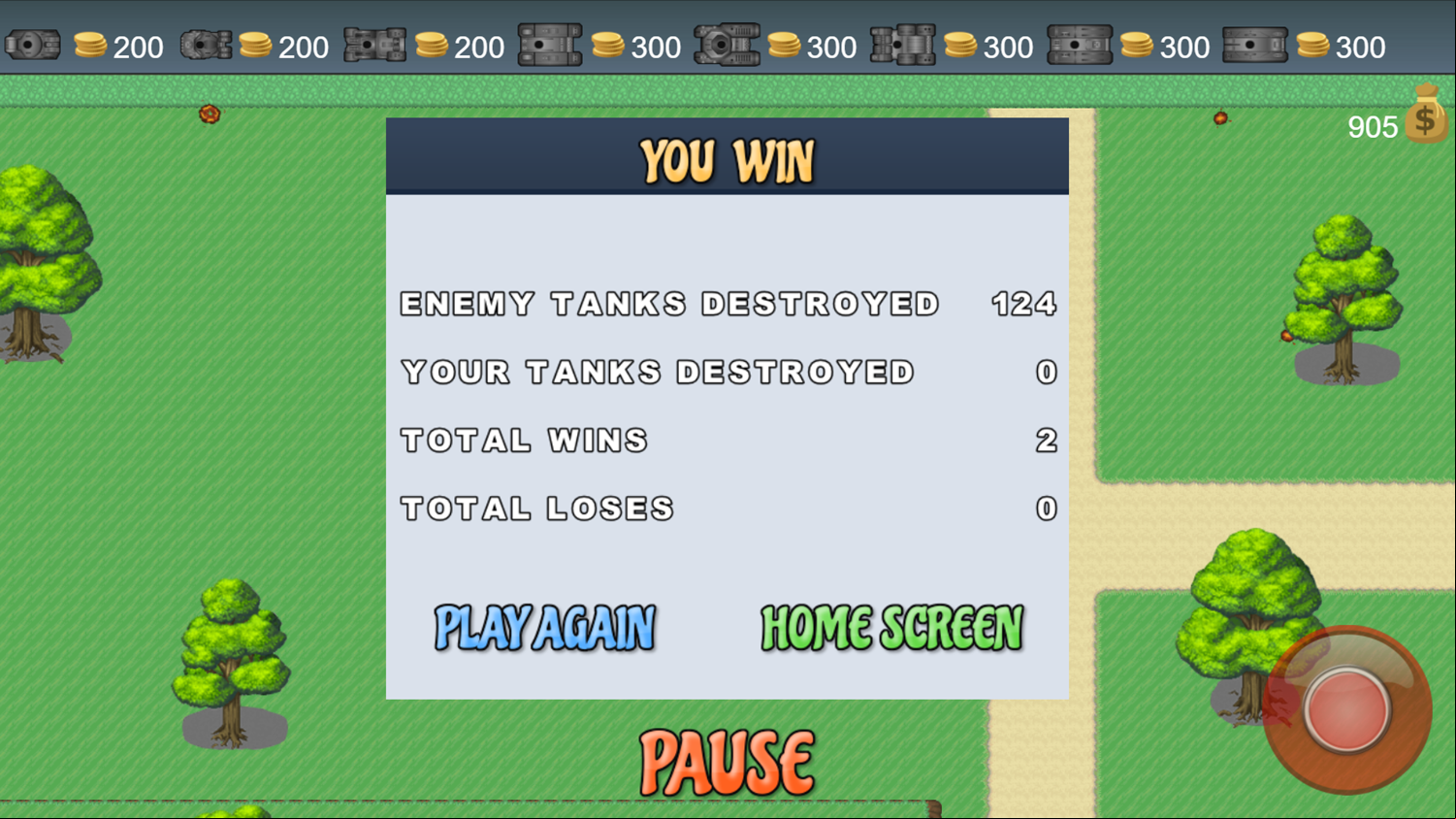 Battle Tanks Game You Win Screenshot.