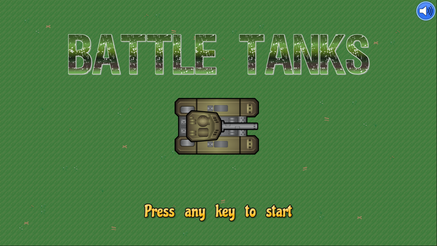 Battle Tanks Game Welcome Screen Screenshot.