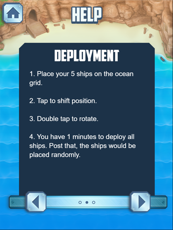 Battleships Armada Ship Deployment Instructions Screenshot.