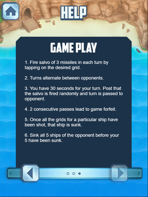 Battleships Armada Game Play Instructions Screenshot.