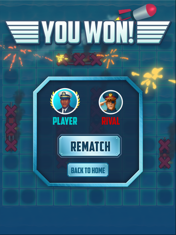 Battleships Armada Game Won Screenshot.