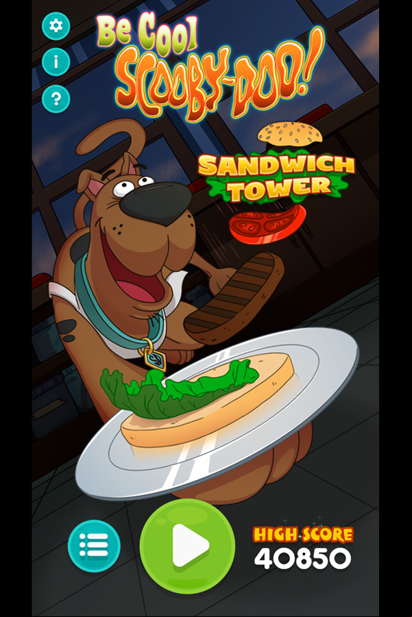 Be Cool Scooby Doo Sandwich Tower Welcome Screen Screenshot.