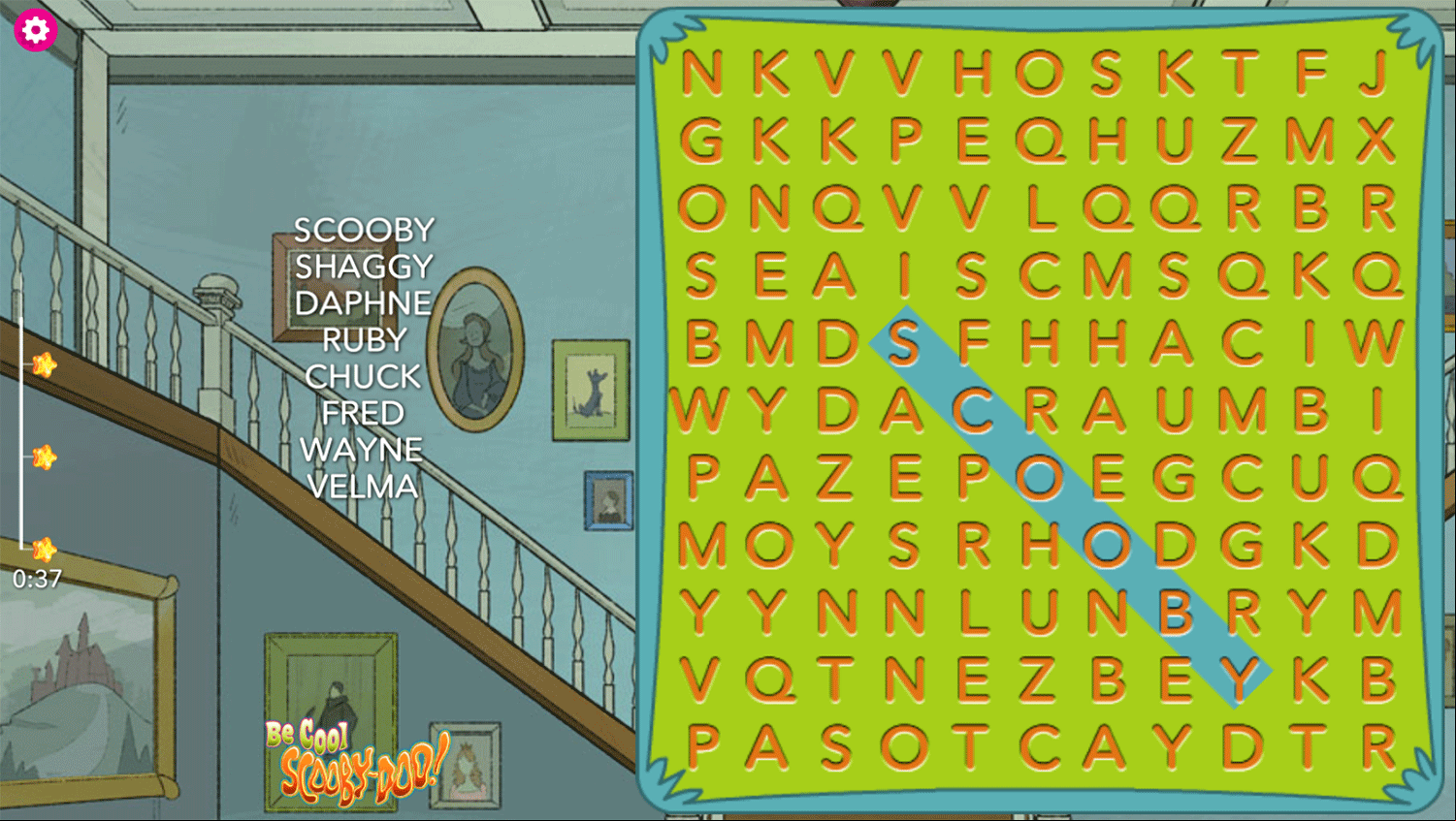 Be Cool Scooby Doo Word Search Game Screenshot.