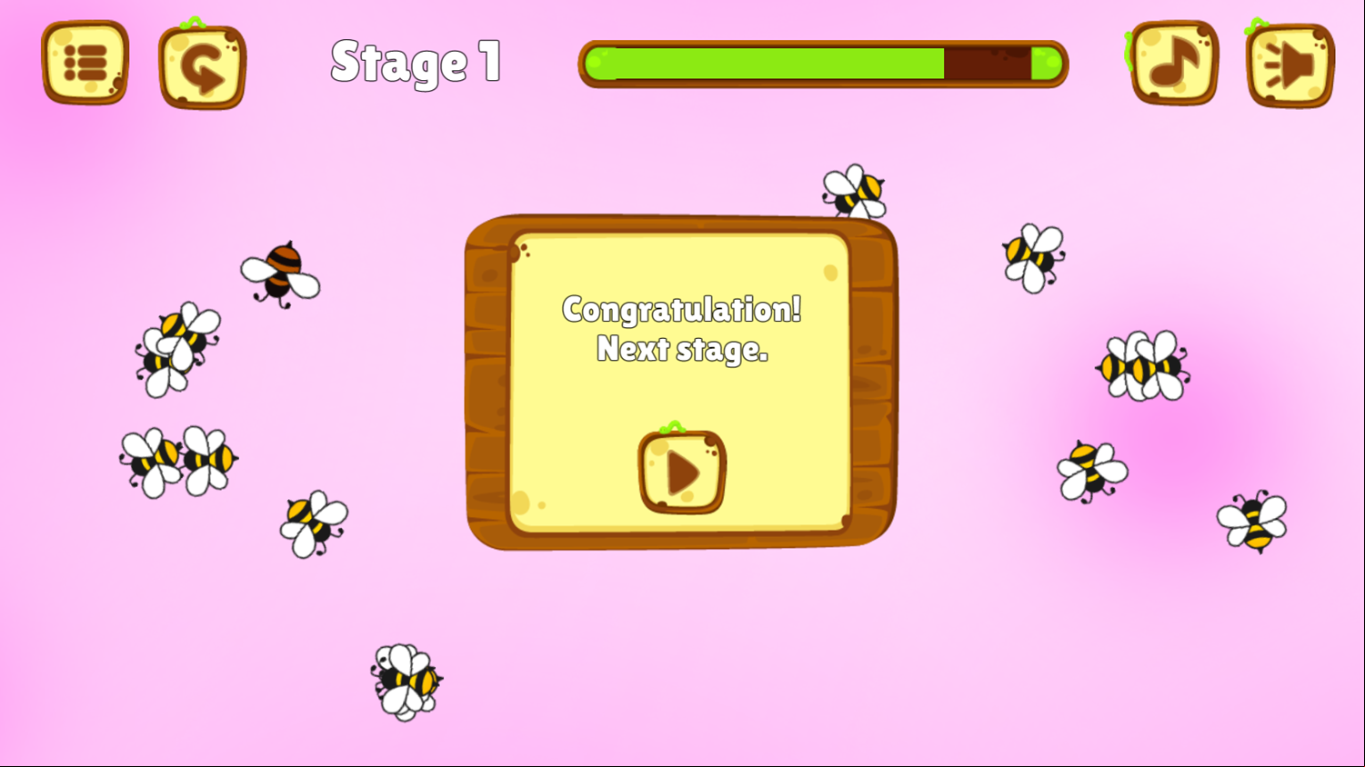Bee Hunt Game Stage Complete Screenshot.
