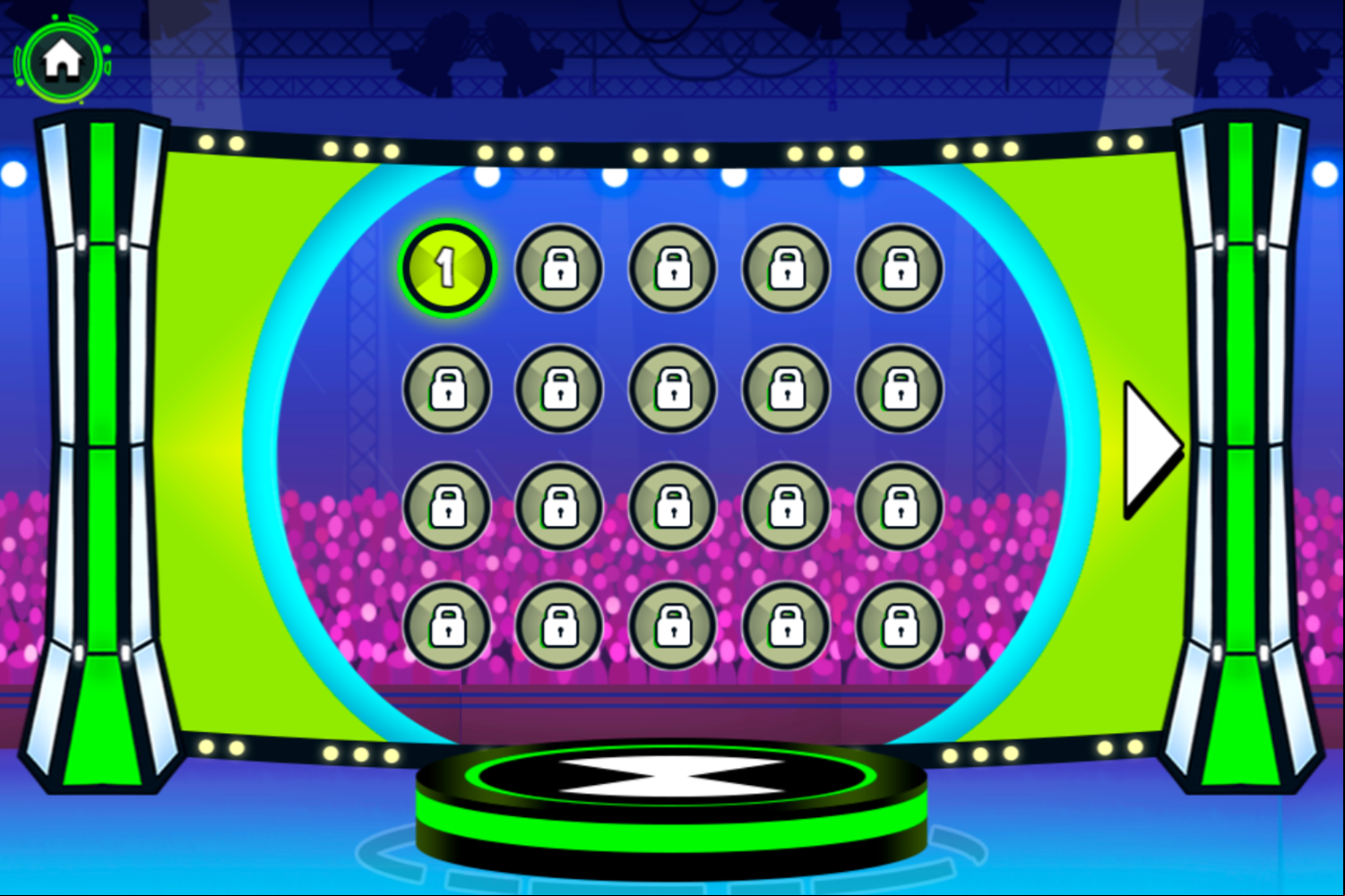 Ben 10 Challenge Stinkfly's Showtime Game Level Select Screenshot.