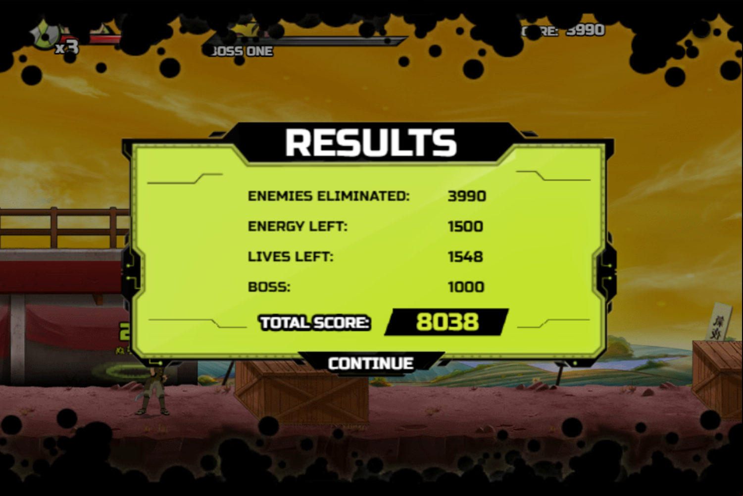 Ben 10 Samurai Warrior Game Results Screenshot.