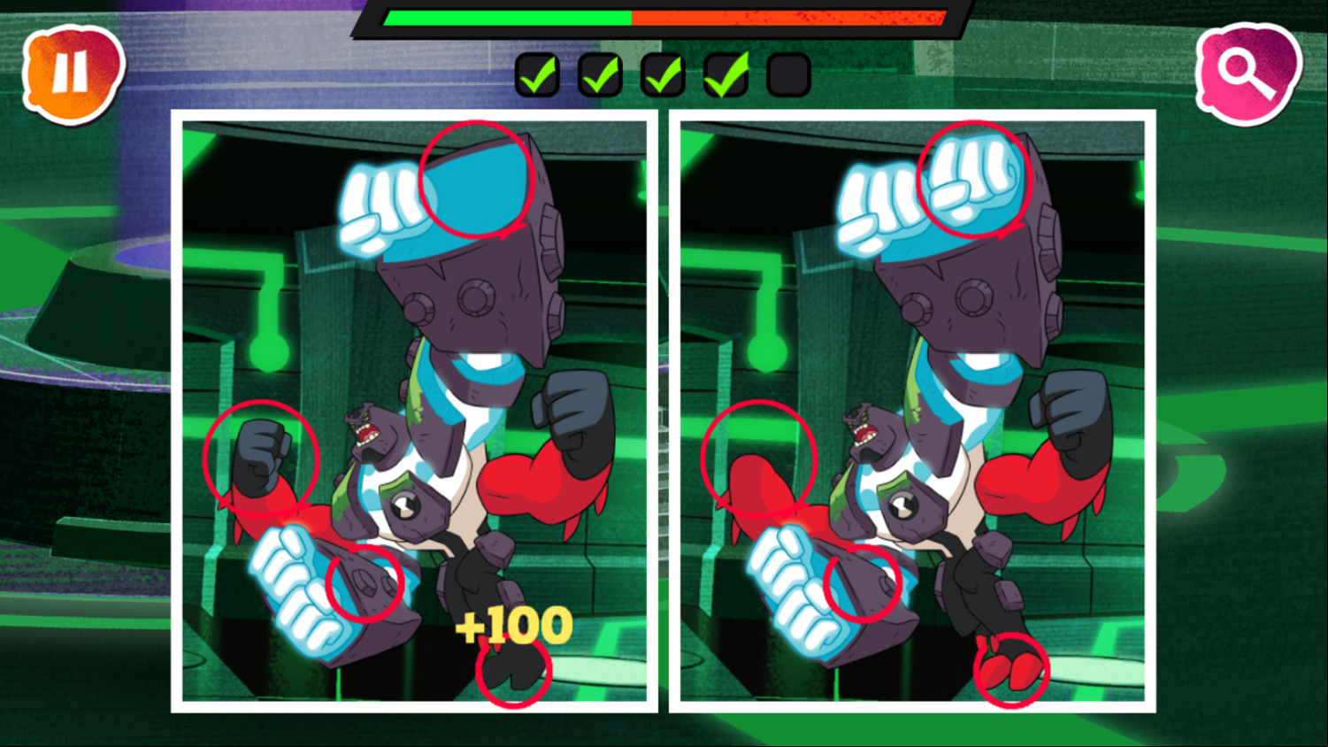 Ben 10 Spot the Difference Game Gain Score Screenshot.