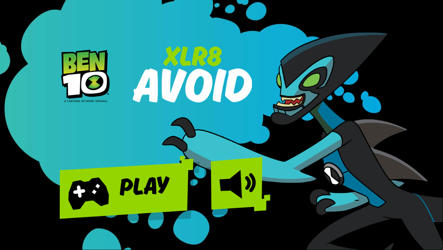 Ben 10 XLR8 Avoid Game Welcome Screen Screenshot.