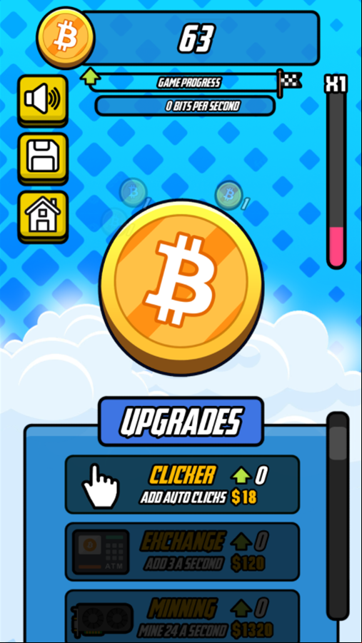 Bitcoin Millionaire Game Clicker Upgrade Screenshot.