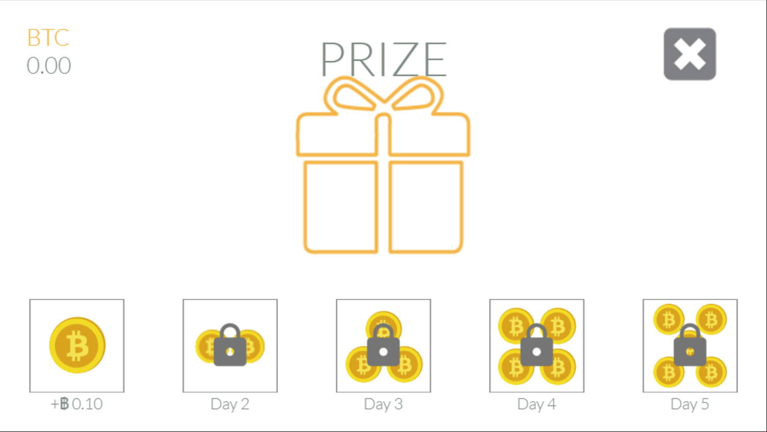 Bitcoin Tap Tap Mine Game Daily Prize Screen Screenshot.