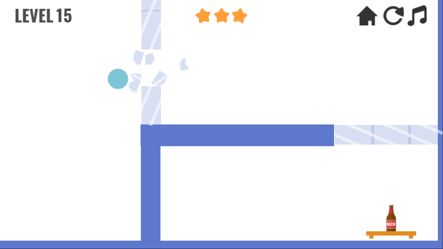Blasty Bottles Game Level With Ice Blocks Screenshot.