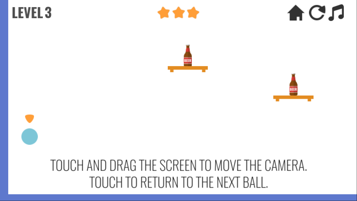 Blasty Bottles Game Move The Camera Instructions Screen Screenshot.