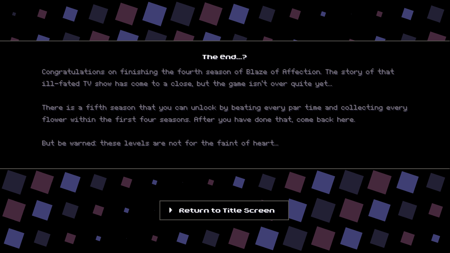 Blaze of Affection Game Unlock Season Five Screen Screenshot.