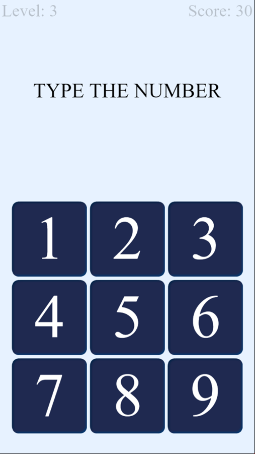 Blink Memory Game Type Number Screenshot.