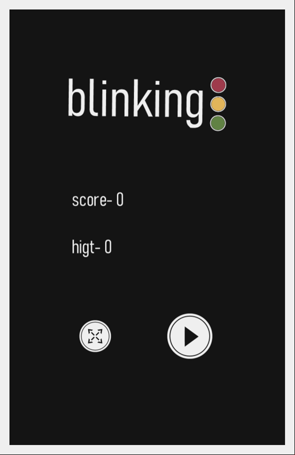 Blinking Game Welcome Screen Screenshot.