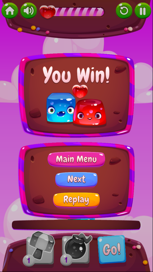 Blob Lover Game Level Complete Screenshot.
