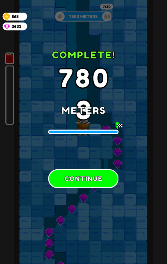 Block Digger Game Level Progress Screenshot.
