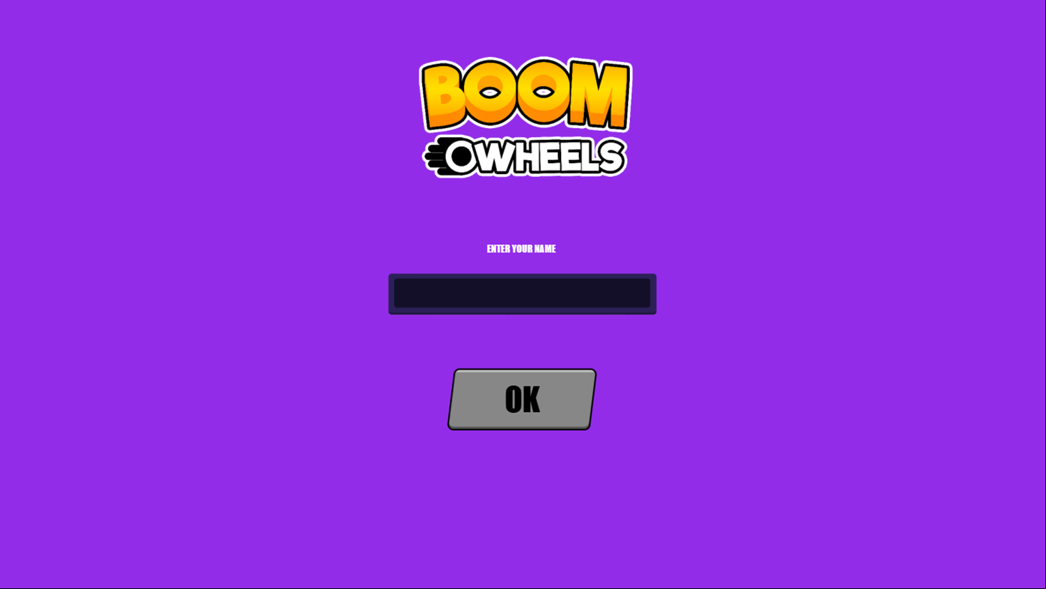 Boom Wheels Game Welcome Screen Screenshot.