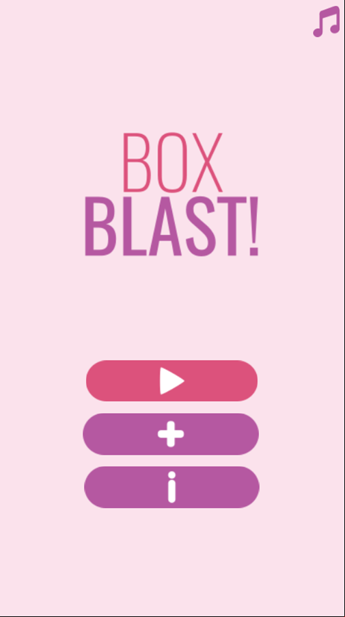 Box Blast Game Welcome Screen Screenshot.