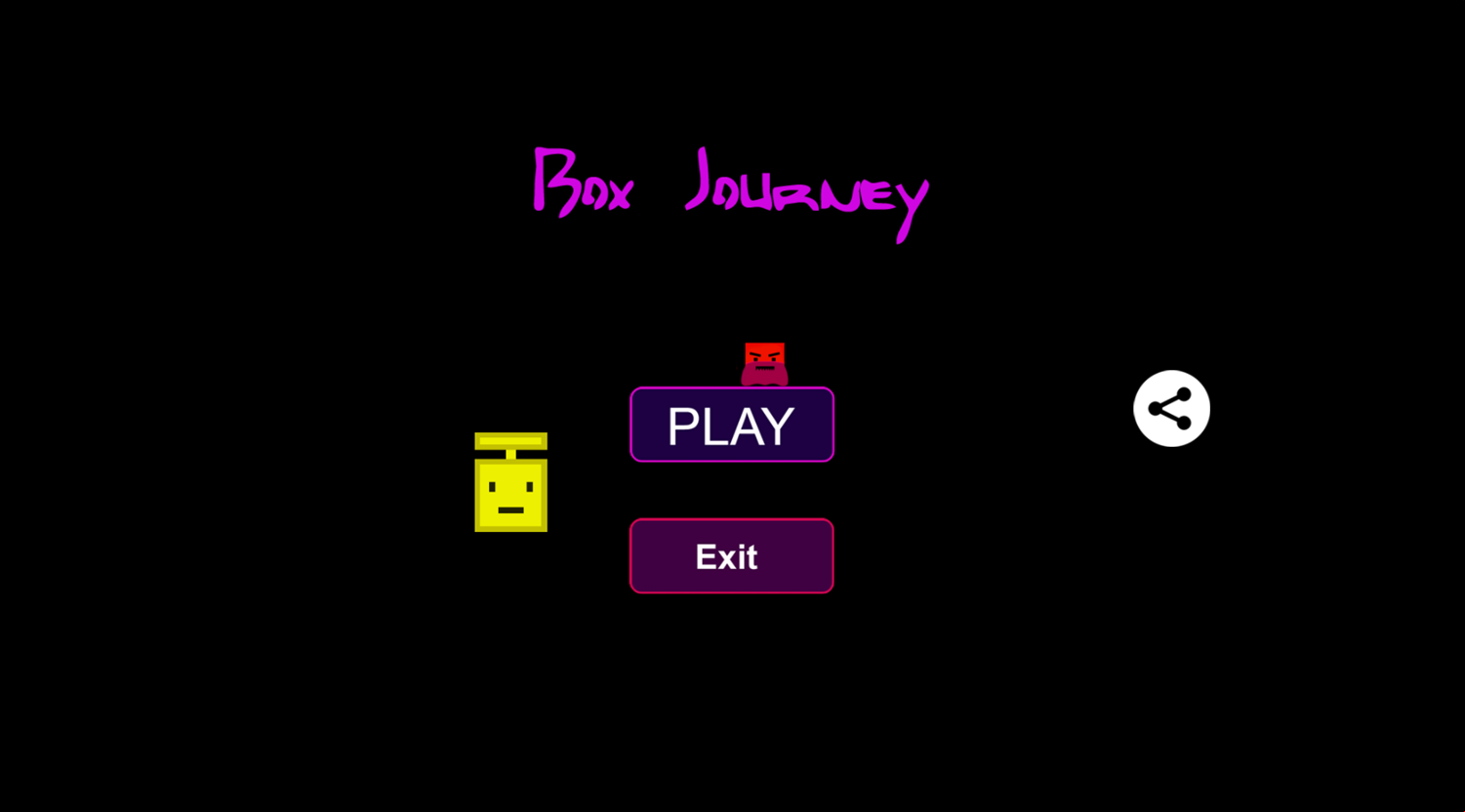 Box Journey Game Welcome Screen Screenshot.
