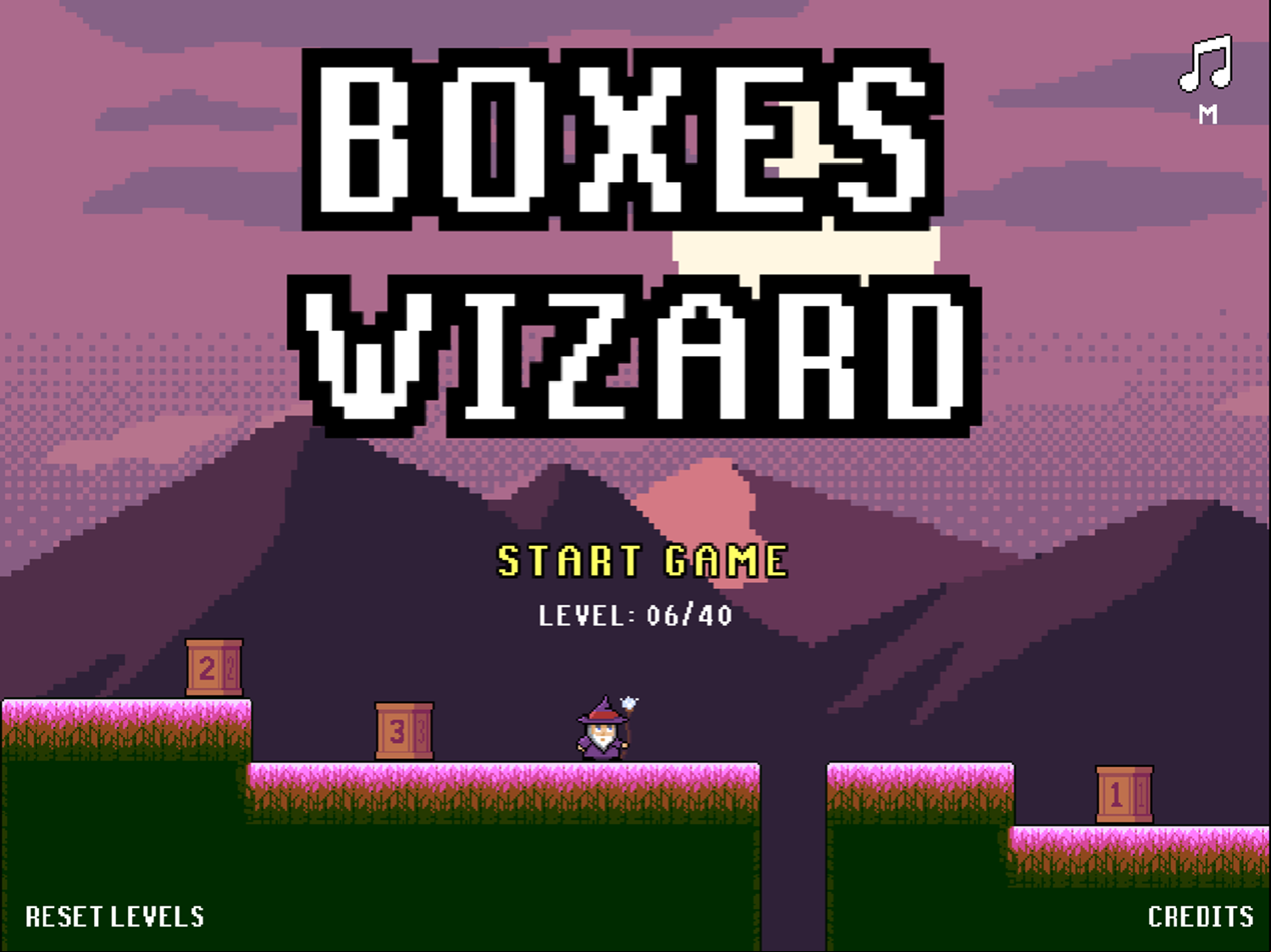 Boxes Wizard Game Welcome Screen Screenshot.