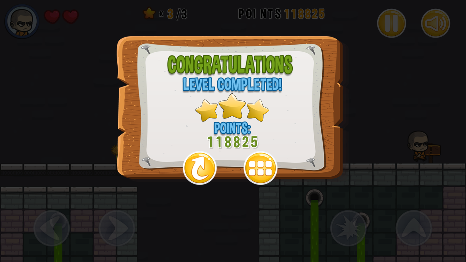Brave Warriors Game Final Level Beat Screen Screenshot.