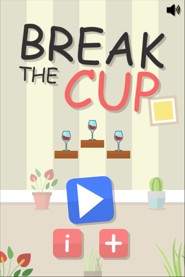 Break The Cup Game Welcome Screen Screenshot.