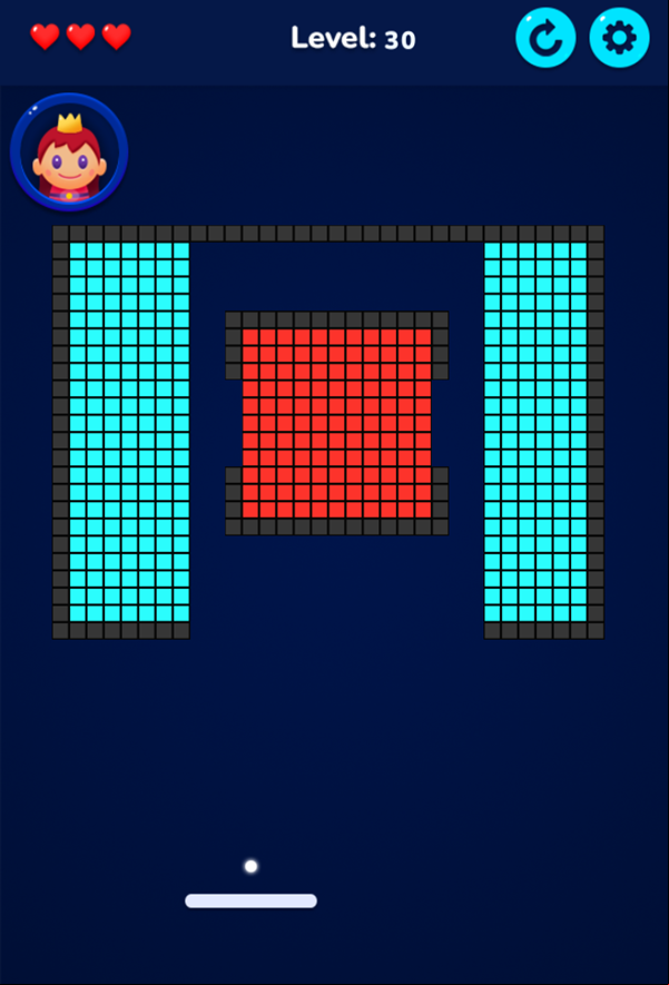 Brick Breaker Retro Game Final Level Screenshot.