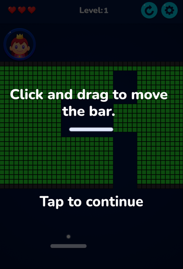 Brick Breaker Retro Game How To Play Screenshot.