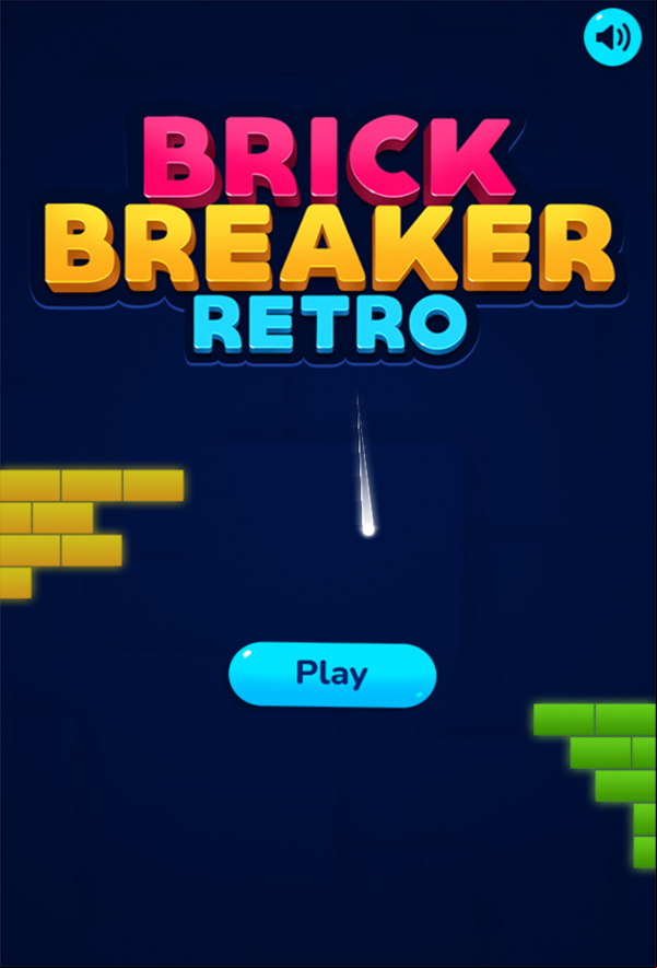 Brick Breaker Retro Game Welcome Screen Screenshot.