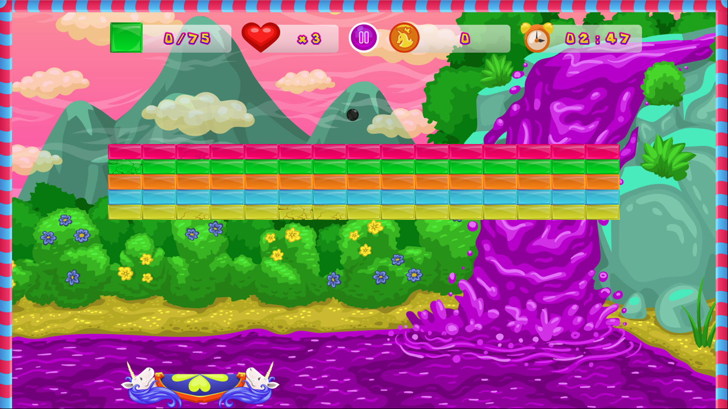 Brick Breaker Unicorn Game Screenshot.